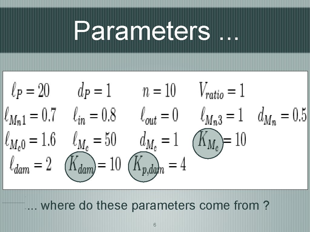 Parameters. . . where do these parameters come from ? 6 