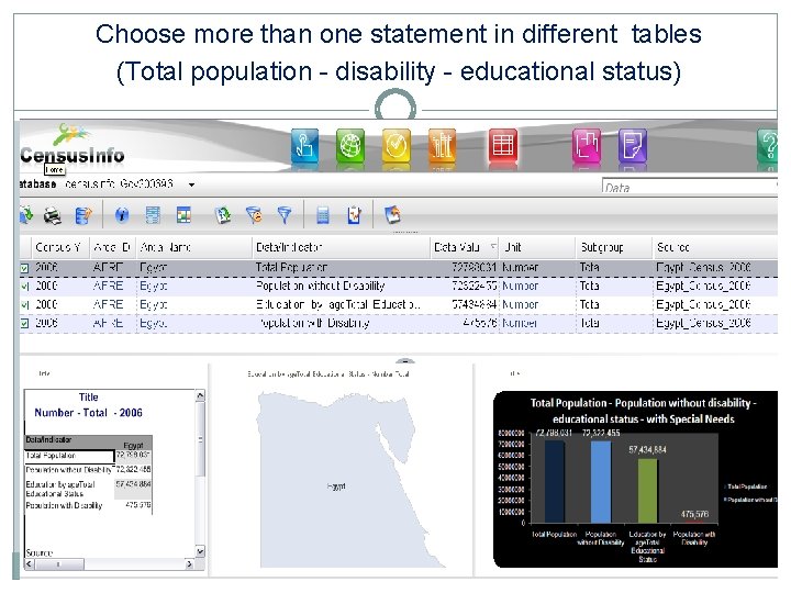 Choose more than one statement in different tables (Total population - disability - educational