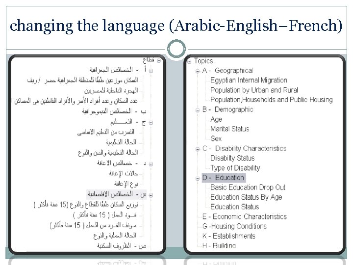 changing the language (Arabic-English–French) 