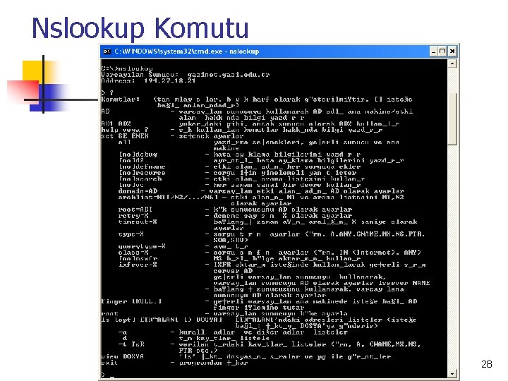 Nslookup Komutu 28 