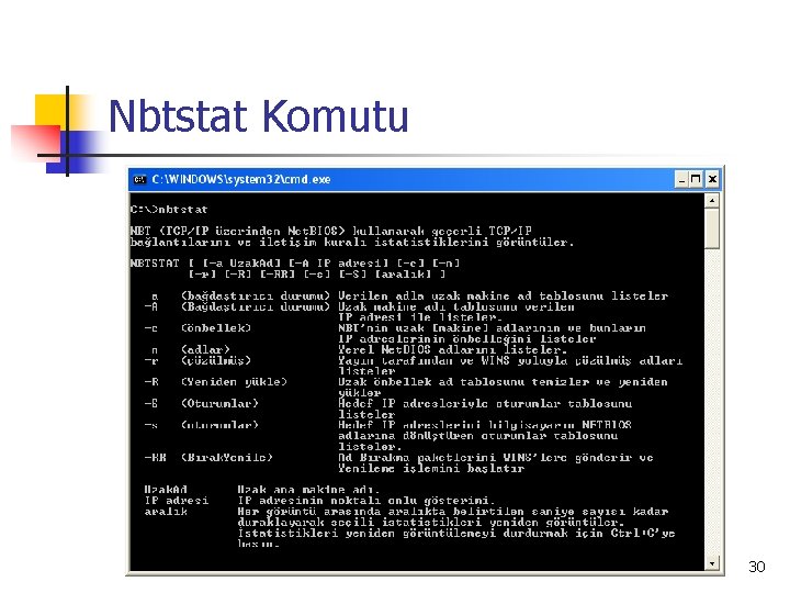 Nbtstat Komutu 30 