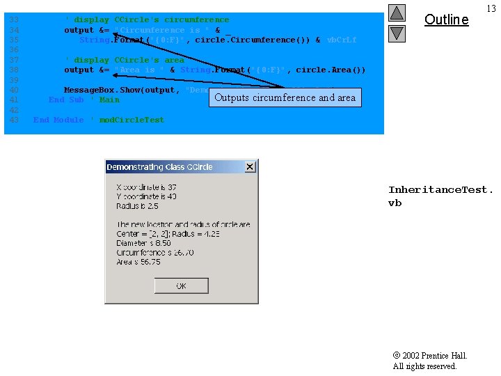 33 34 35 36 37 38 39 40 41 42 43 ' display CCircle's