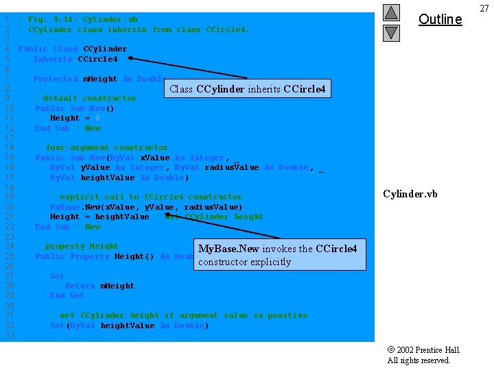 1 ' Fig. 9. 14: Cylinder. vb 2 ' CCylinder class inherits from class