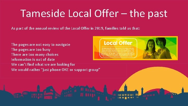 Tameside Local Offer – the past As part of the annual review of the