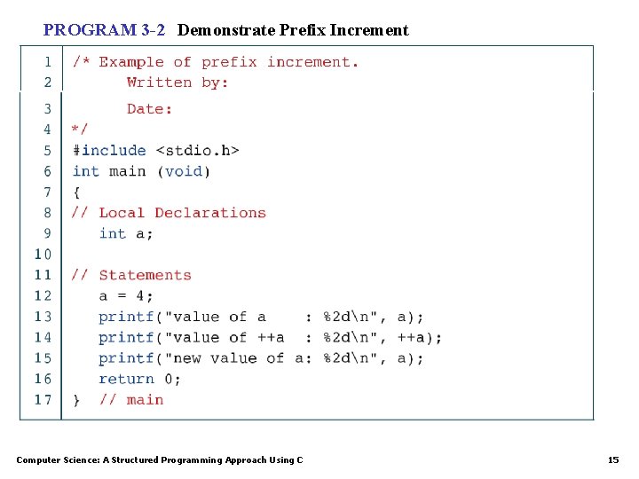 PROGRAM 3 -2 Demonstrate Prefix Increment Computer Science: A Structured Programming Approach Using C