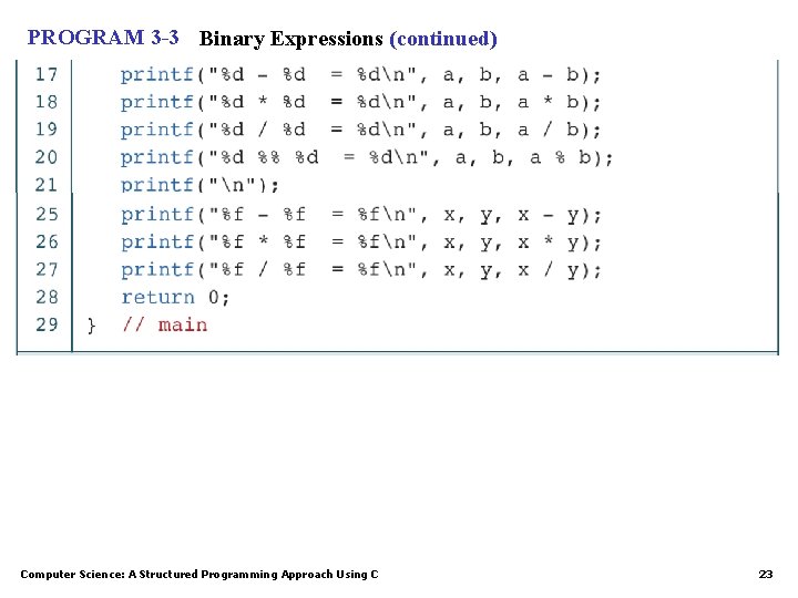 PROGRAM 3 -3 Binary Expressions (continued) Computer Science: A Structured Programming Approach Using C