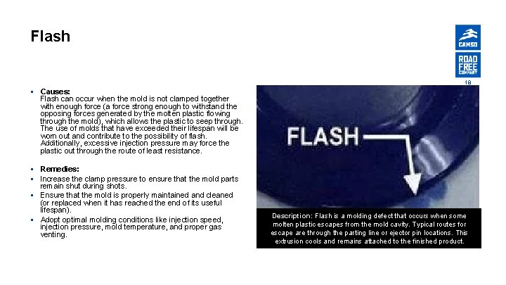 Flash 18 § Causes: Flash can occur when the mold is not clamped together