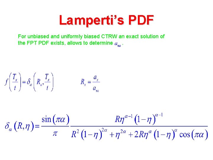 Lamperti’s PDF For unbiased and uniformly biased CTRW an exact solution of the FPT