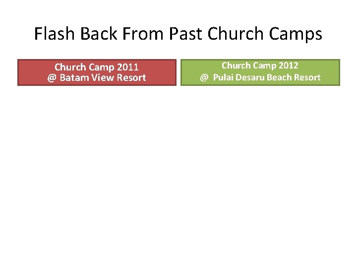 Flash Back From Past Church Camps Church Camp 2011 @ Batam View Resort Church
