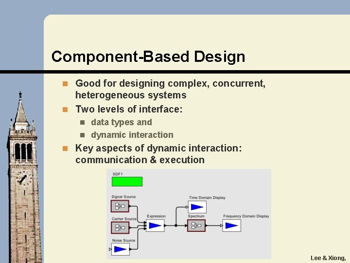 Component-Based Design n Good for designing complex, concurrent, heterogeneous systems n Two levels of