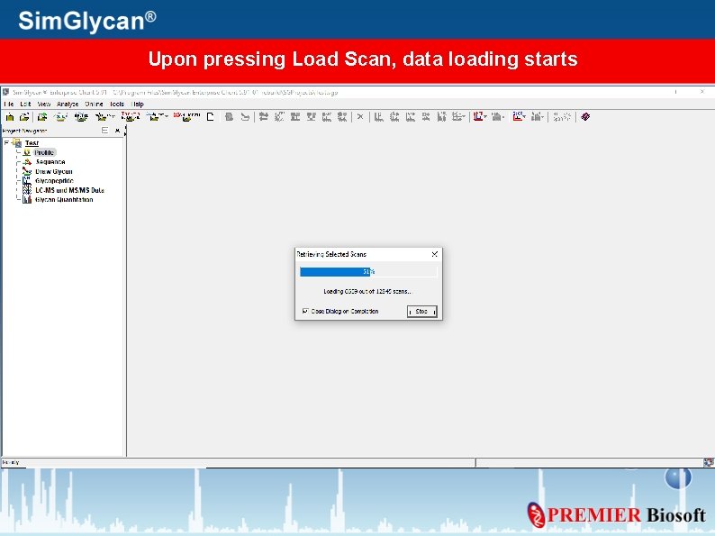 Upon pressing Load Scan, data loading starts 