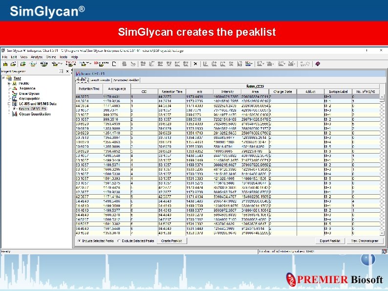 Sim. Glycan creates the peaklist 