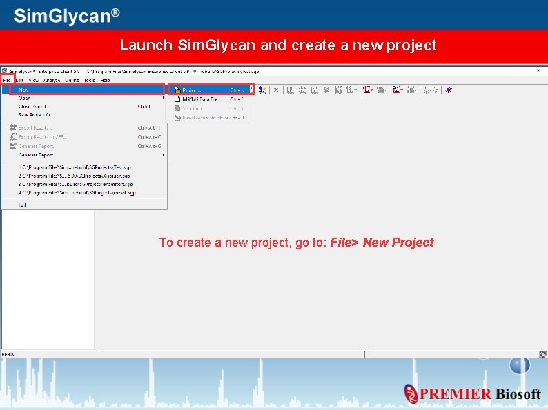 Launch Sim. Glycan and create a new project To create a new project, go