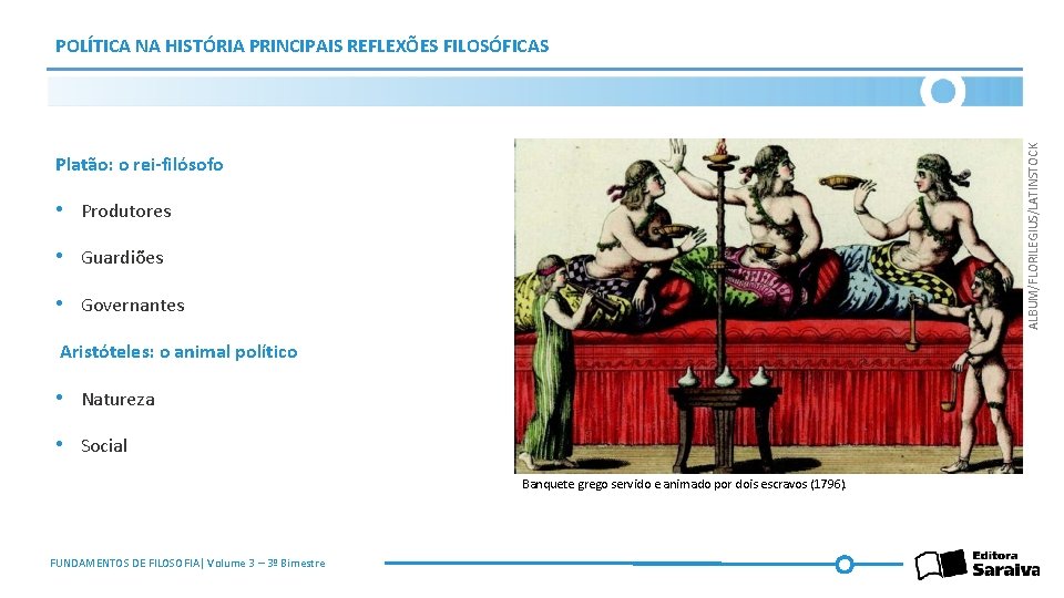 ALBUM/FLORILEGIUS/LATINSTOCK POLÍTICA NA HISTÓRIA PRINCIPAIS REFLEXÕES FILOSÓFICAS Platão: o rei-filósofo • Produtores • Guardiões