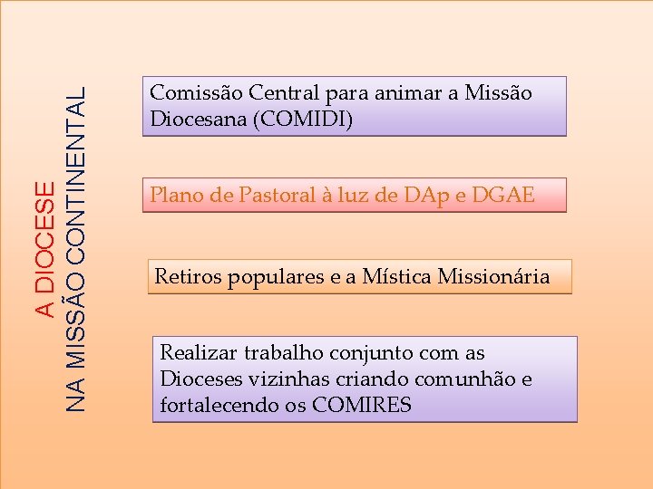 A DIOCESE NA MISSÃO CONTINENTAL Comissão Central para animar a Missão Diocesana (COMIDI) Plano