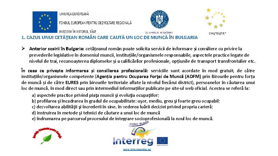 1. CAZUL UNUI CETĂŢEAN ROM N CARE CAUTĂ UN LOC DE MUNCĂ ÎN BULGARIA
