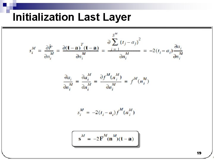 Initialization Last Layer 19 