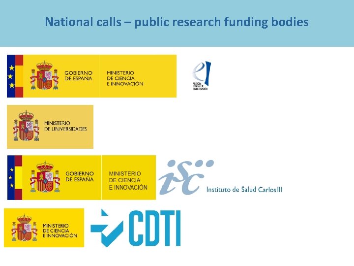 National calls – public research funding bodies 