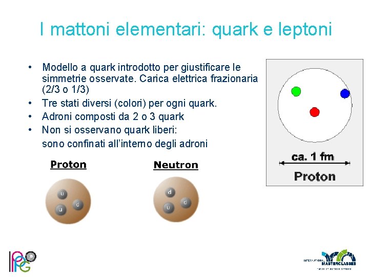 I mattoni elementari: quark e leptoni • Modello a quark introdotto per giustificare le