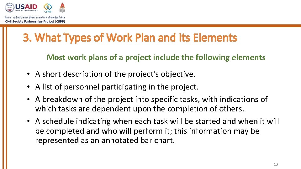 3. What Types of Work Plan and Its Elements Most work plans of a 3. What Types of Work Plan and Its Elements Most work plans of a