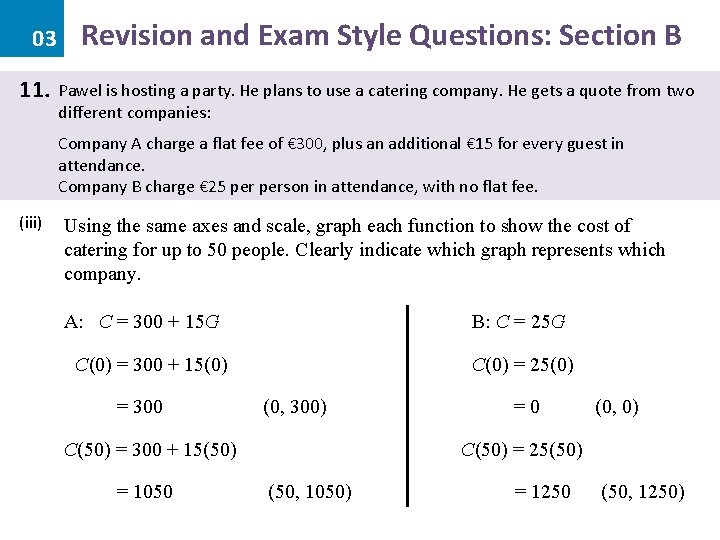 03 11. Revision and Exam Style Questions: Section B Pawel is hosting a party.