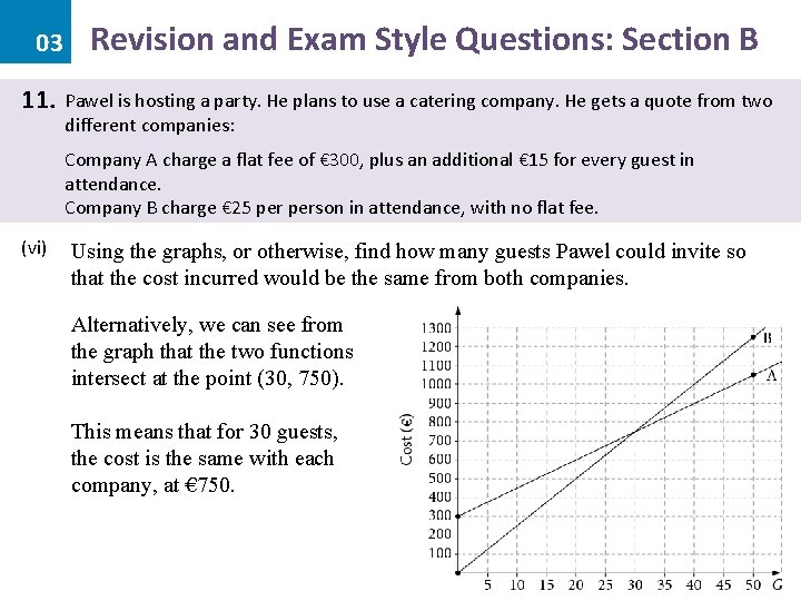 03 11. Revision and Exam Style Questions: Section B Pawel is hosting a party.