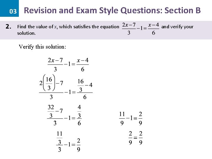 03 2. Revision and Exam Style Questions: Section B Find the value of x,