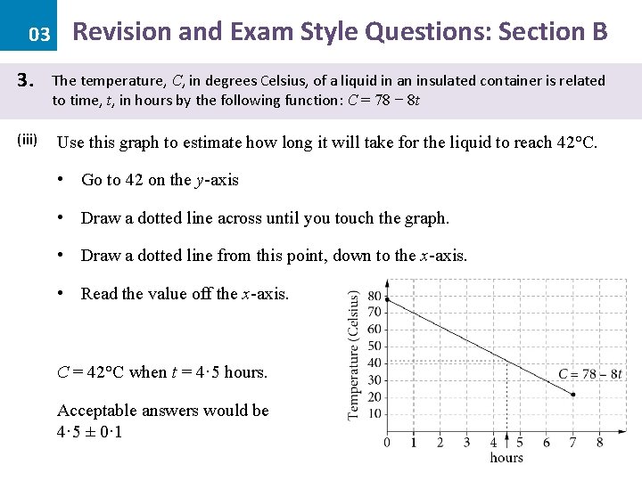 03 Revision and Exam Style Questions: Section B 3. The temperature, C, in degrees