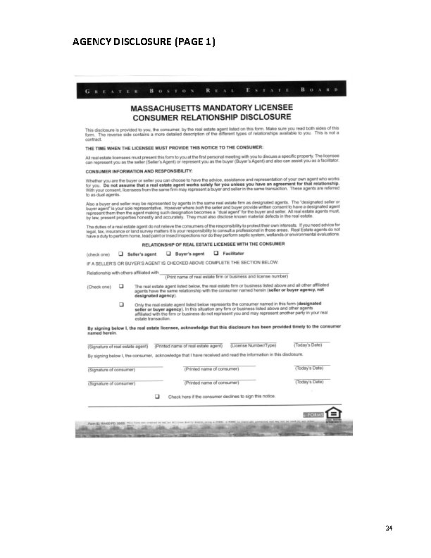 AGENCY DISCLOSURE (PAGE 1) 24 