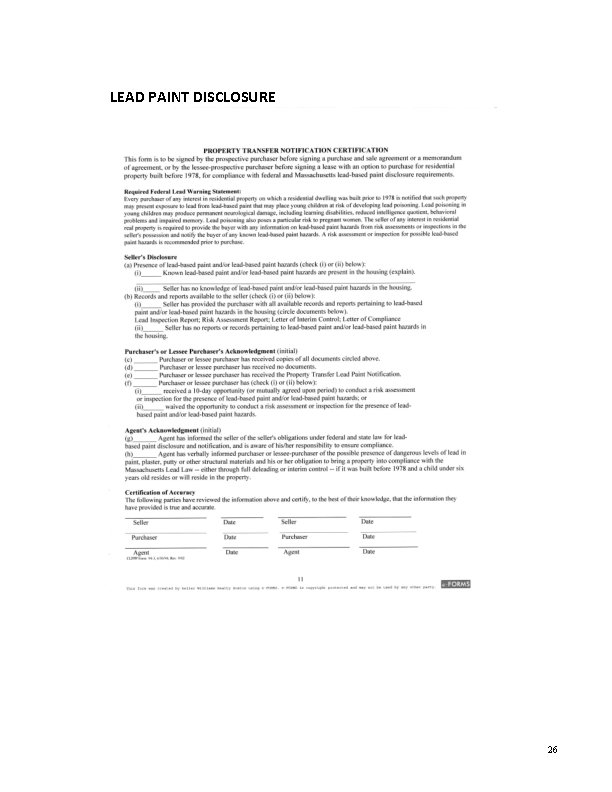 LEAD PAINT DISCLOSURE 26 