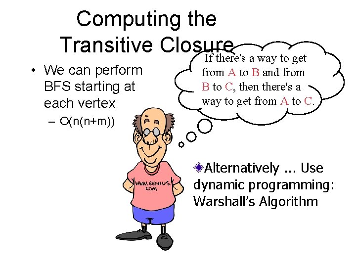Computing the Transitive Closure If there's a way to get • We can perform
