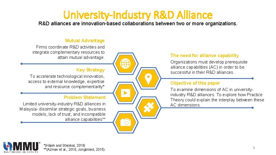 University-Industry R&D Alliance R&D alliances are innovation-based collaborations between two or more organizations. Mutual