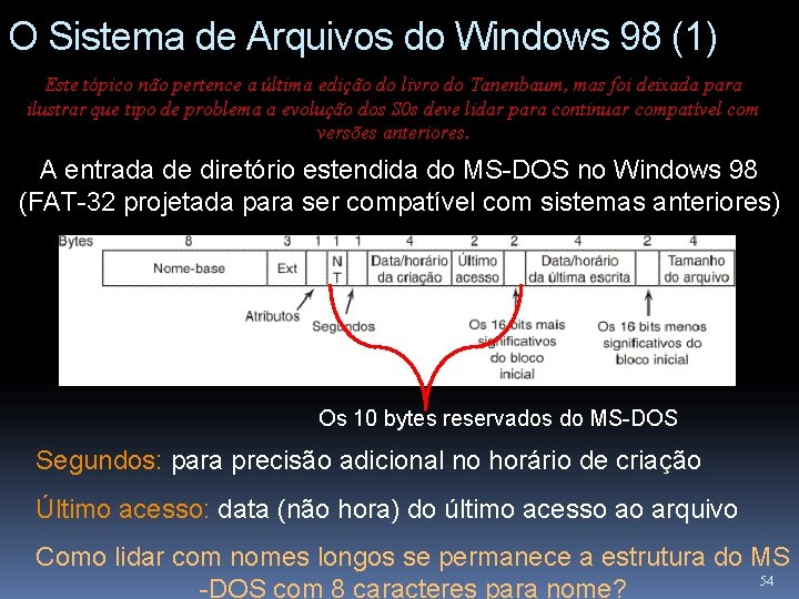 O Sistema de Arquivos do Windows 98 (1) Este tópico não pertence a última