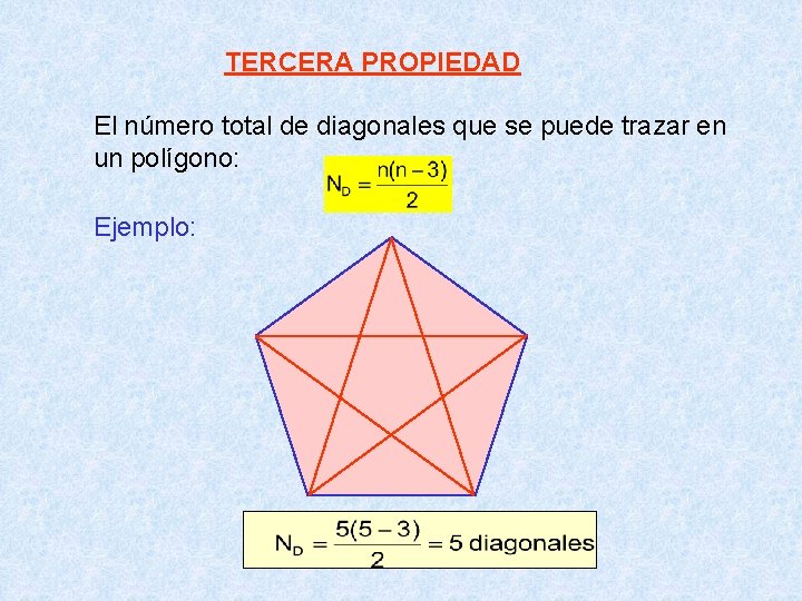 TERCERA PROPIEDAD El número total de diagonales que se puede trazar en un polígono: