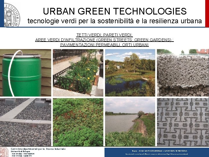 URBAN GREEN TECHNOLOGIES tecnologie verdi per la sostenibilità e la resilienza urbana TETTI VERDI;