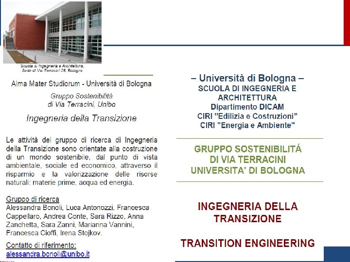 Centri Interdipartimentali per la Ricerca Industriale Università di Bologna - CIRI EDILIZIA E COSTRUZIONI