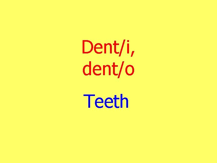 Dent/i, dent/o Teeth 