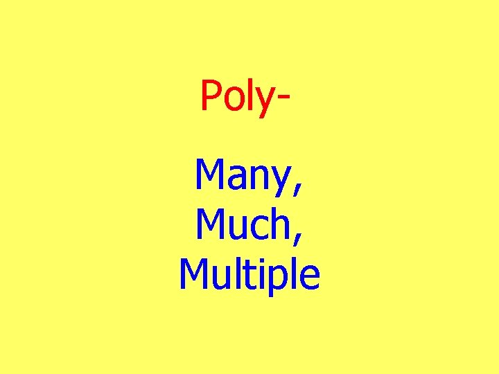Poly. Many, Much, Multiple 