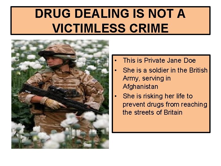 DRUG DEALING IS NOT A VICTIMLESS CRIME • This is Private Jane Doe •