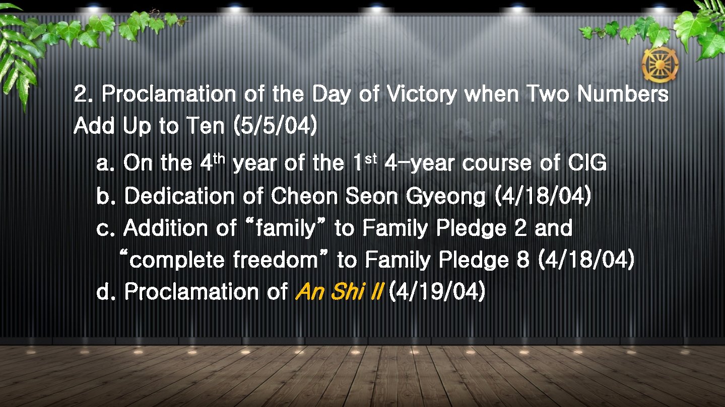 2. Proclamation of the Day of Victory when Two Numbers Add Up to Ten