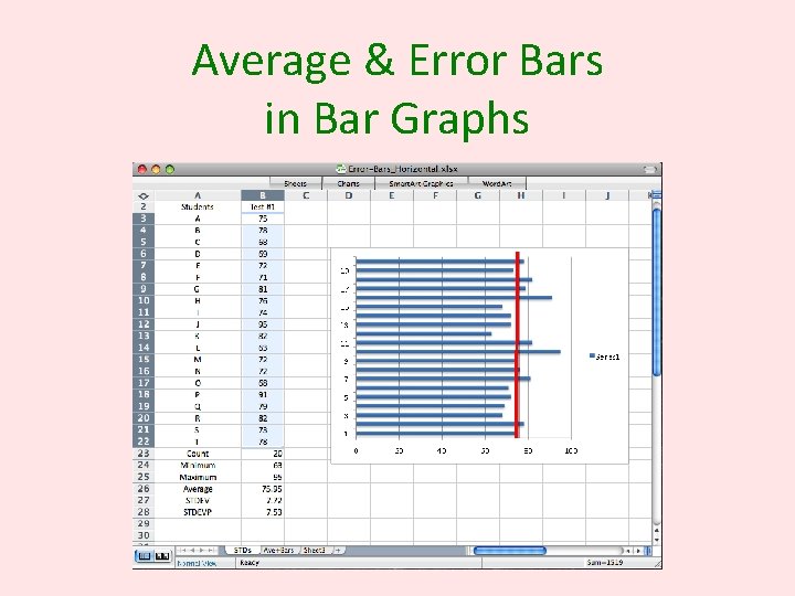 Average & Error Bars in Bar Graphs 
