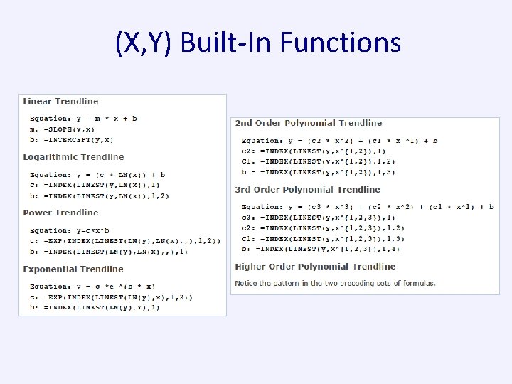 (X, Y) Built-In Functions (X, Y) Built-In Functions