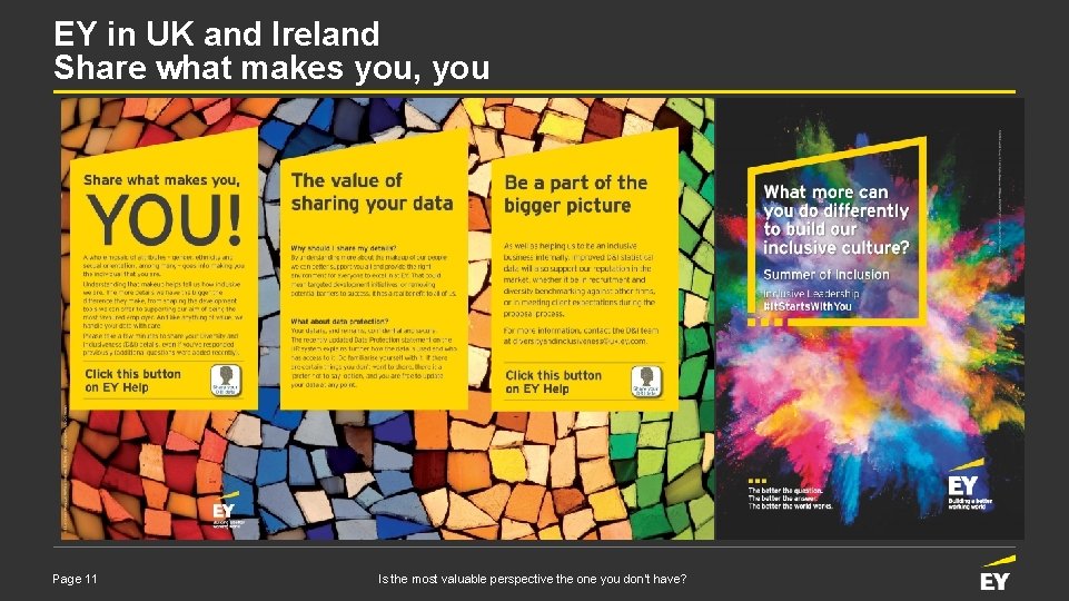 EY in UK and Ireland Share what makes you, you Page 11 Is the