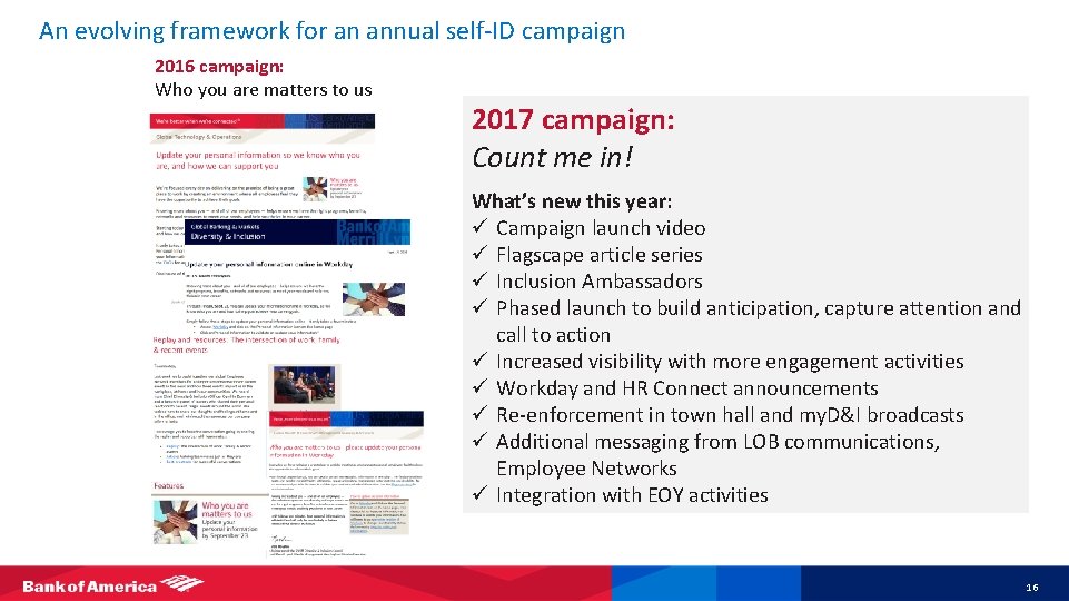 An evolving framework for an annual self-ID campaign 2016 campaign: Who you are matters