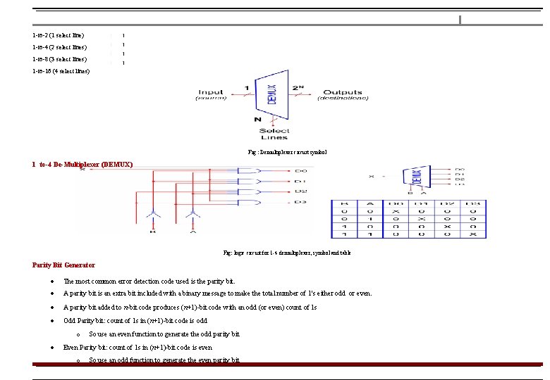 1 -to-2 (1 select line) 1 -to-4 (2 select lines) 1 -to-8 (3 select