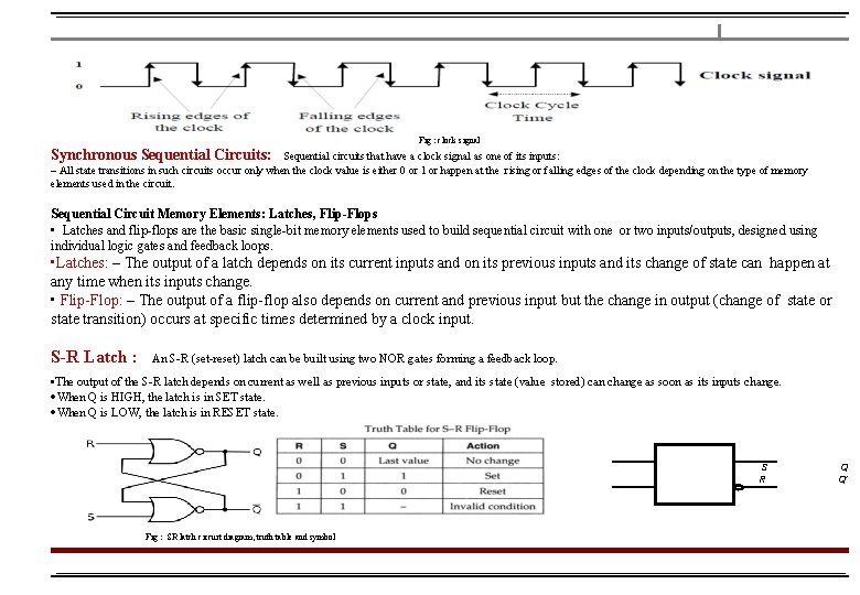Fig : clock signal Synchronous Sequential Circuits: Sequential circuits that have a clock signal