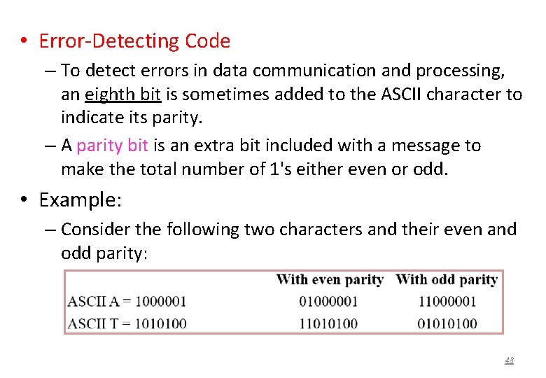  • Error-Detecting Code – To detect errors in data communication and processing, an