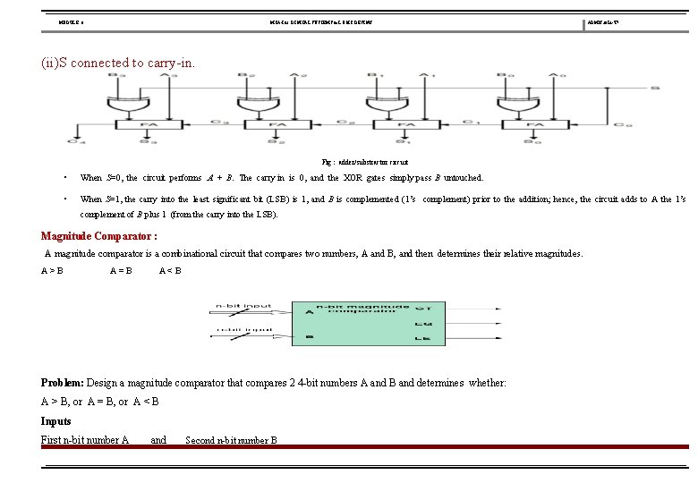 MODULE 3 MCA-102 DIGITAL SYSTEMS & LOGIC DESIGN ADMN 2014 -‘ 17 (ii)S connected