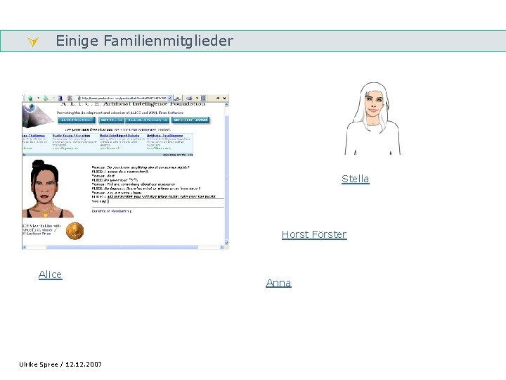  Einige Familienmitglieder Gliederung Stella Horst Förster Alice Ulrike Spree / 12. 2007 Anna