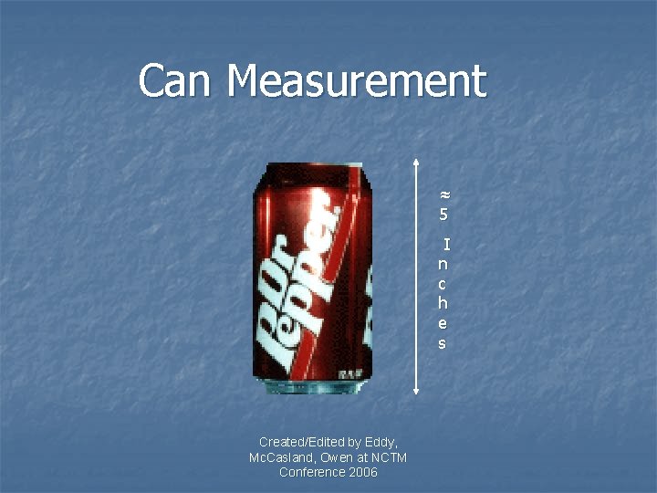 Can Measurement ≈ 5 I n c h e s Created/Edited by Eddy, Mc.